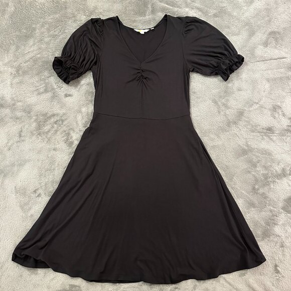 Boden Dresses & Skirts - Boden Black Stretch Jersey Puff Sleeve Fit and Flare Dress Women's 6 Long Tall